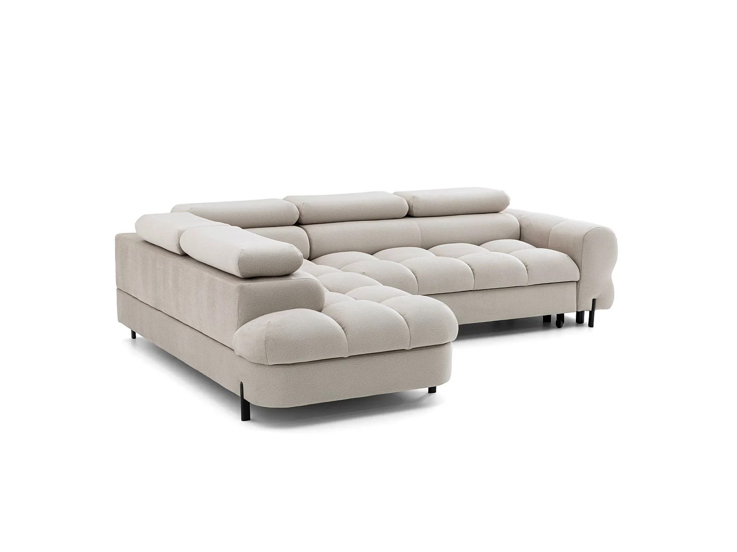 Canapé d'angle BOWL L Gauche avec fonction couchage 125x195 Velours Creme