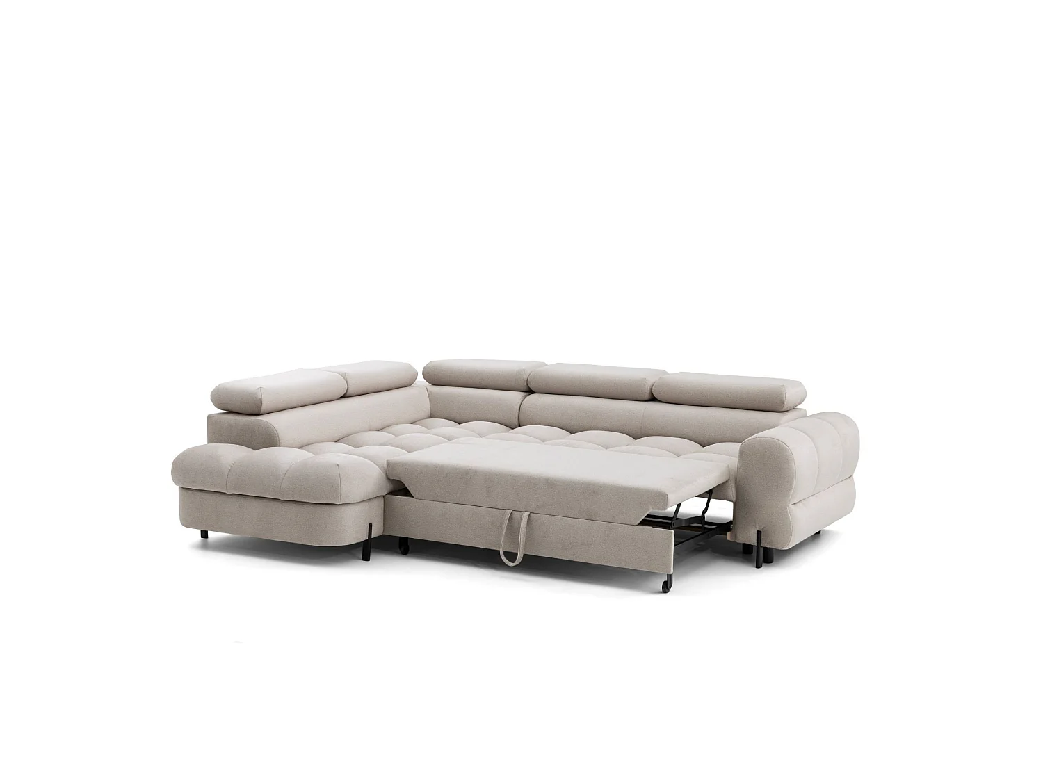 Canapé d'angle BOWL L Gauche avec fonction couchage 125x195 Velours Creme