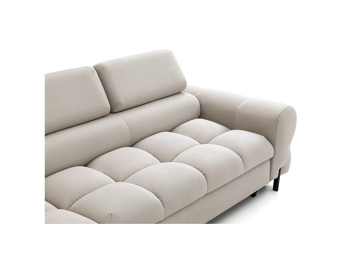 Canapé d'angle BOWL L Gauche avec fonction couchage 125x195 Velours Creme