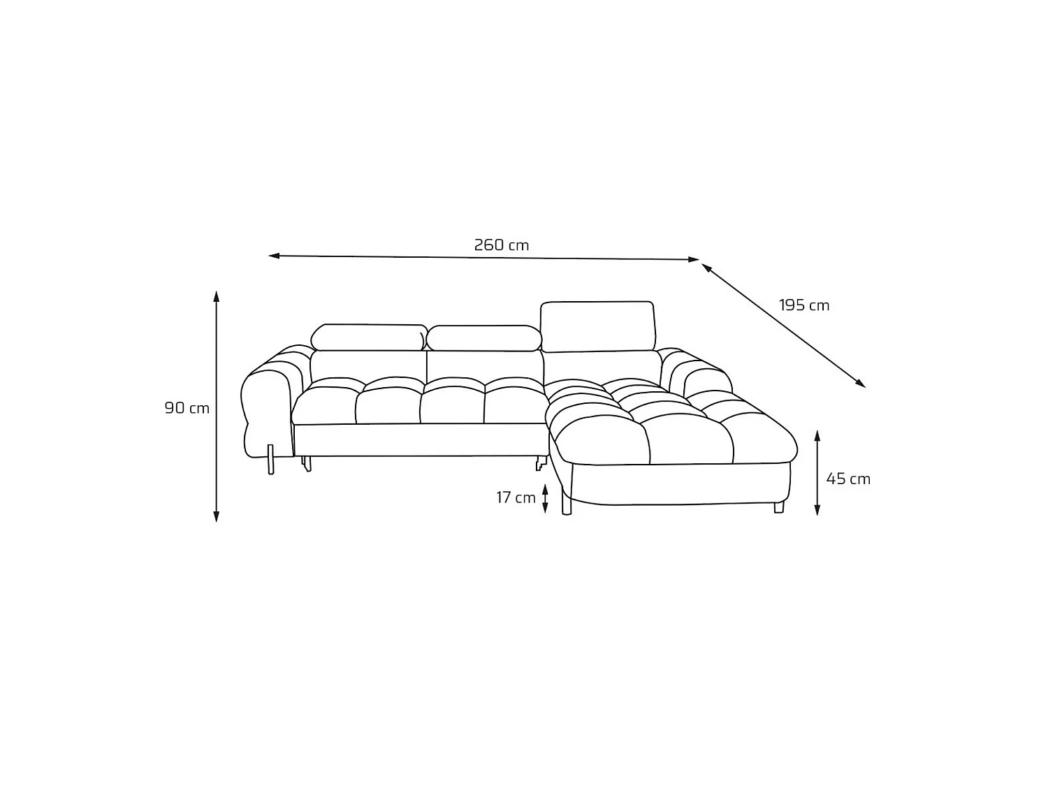 Canapé d’angle UFFO L droite convertible 260 × 195 cm en velours vert foncé