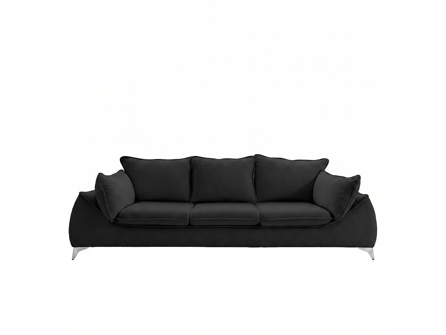 Canapé 3 places MELANI 252 cm en velours noir