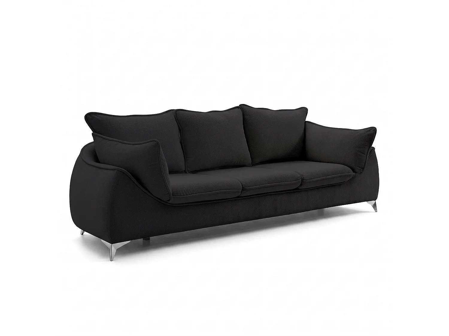 Canapé 3 places MELANI 252 cm en velours noir