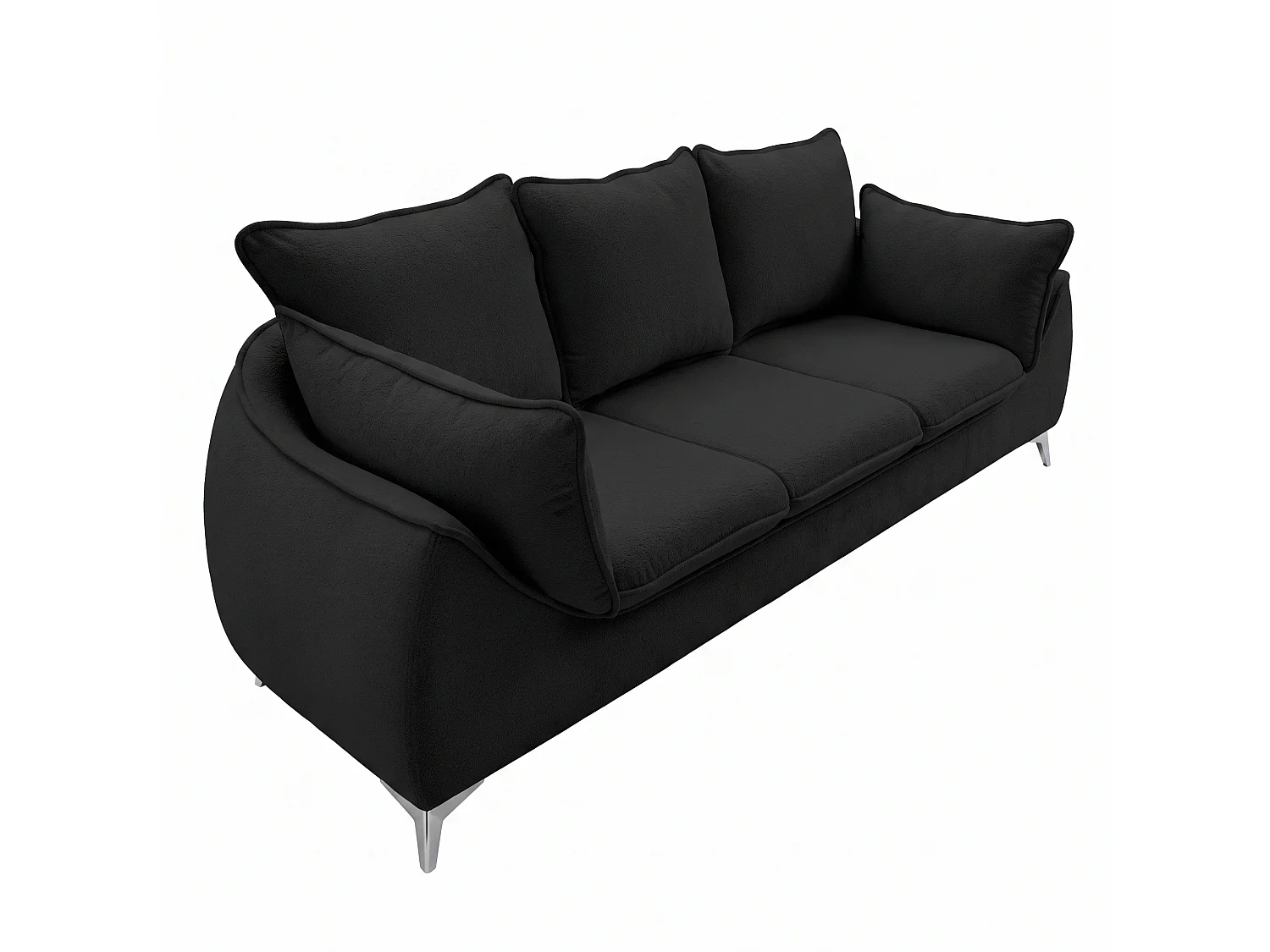 Canapé 3 places MELANI 252 cm en velours noir