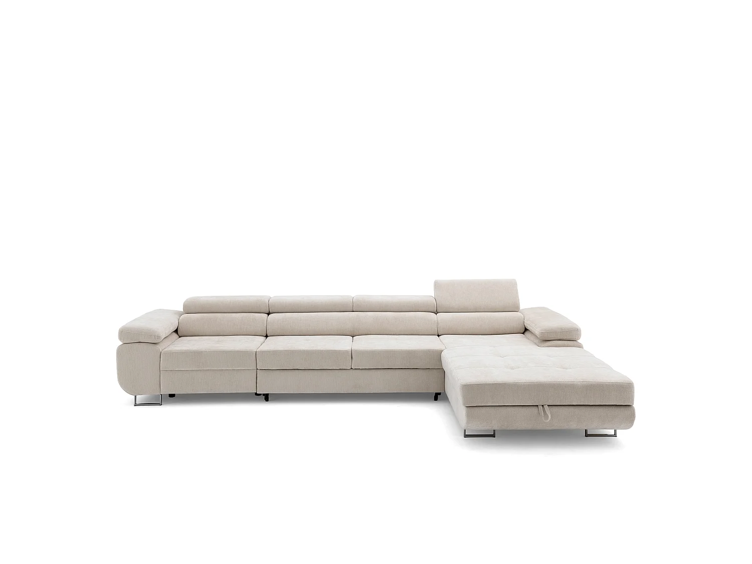 Canapé d'angle ALONZO MAXI Droite avec fonction couchage 128x210 Chenille Beige