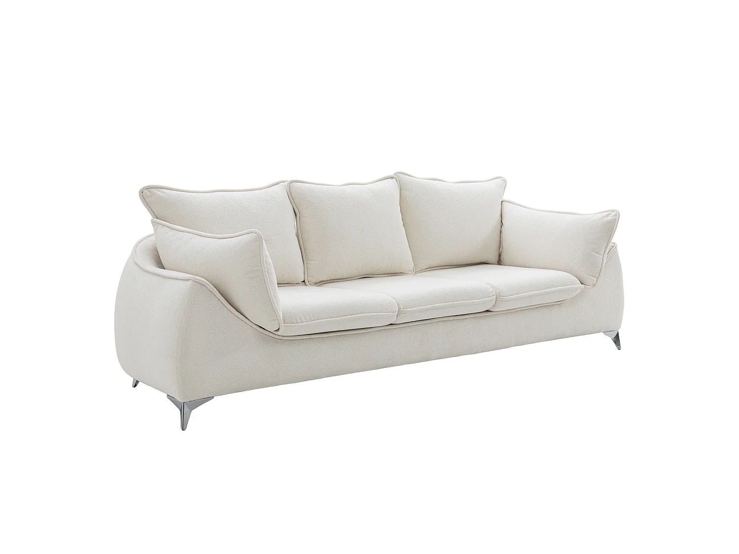 Canapé 3 places MELANI 252 cm en velours creme