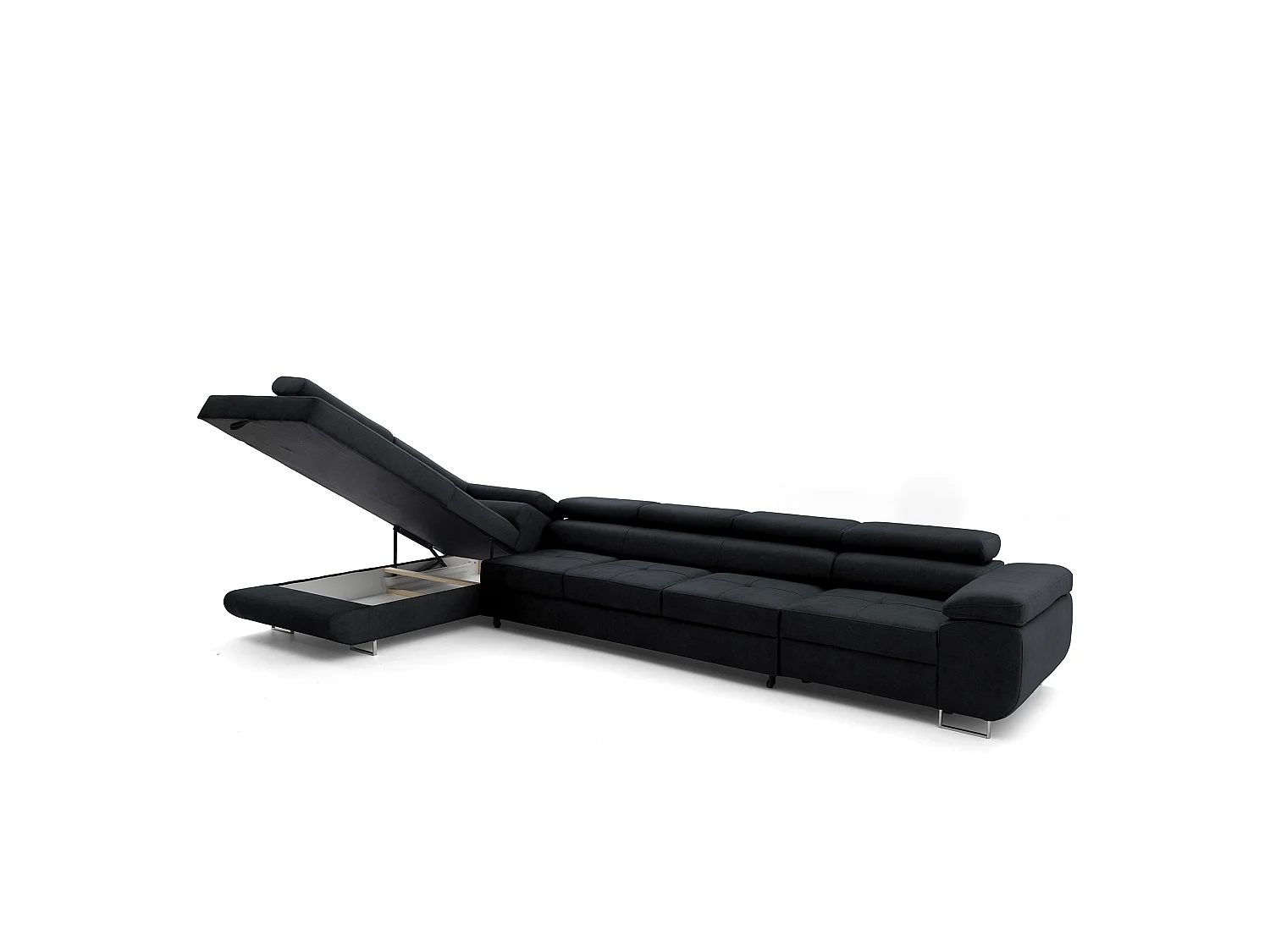 Canapé d’angle gauche WILD XXL convertible 125x240 avec coffre de rangement Graphite