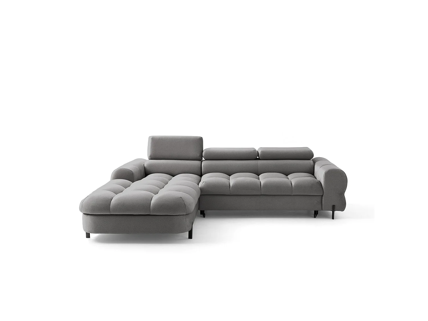 Canapé d’angle UFFO L gauche convertible 260 × 195 cm en velours gris clair