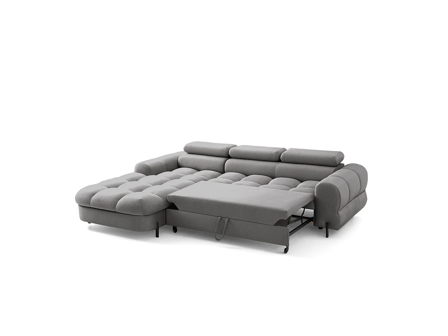Canapé d’angle UFFO L gauche convertible 260 × 195 cm en velours gris clair