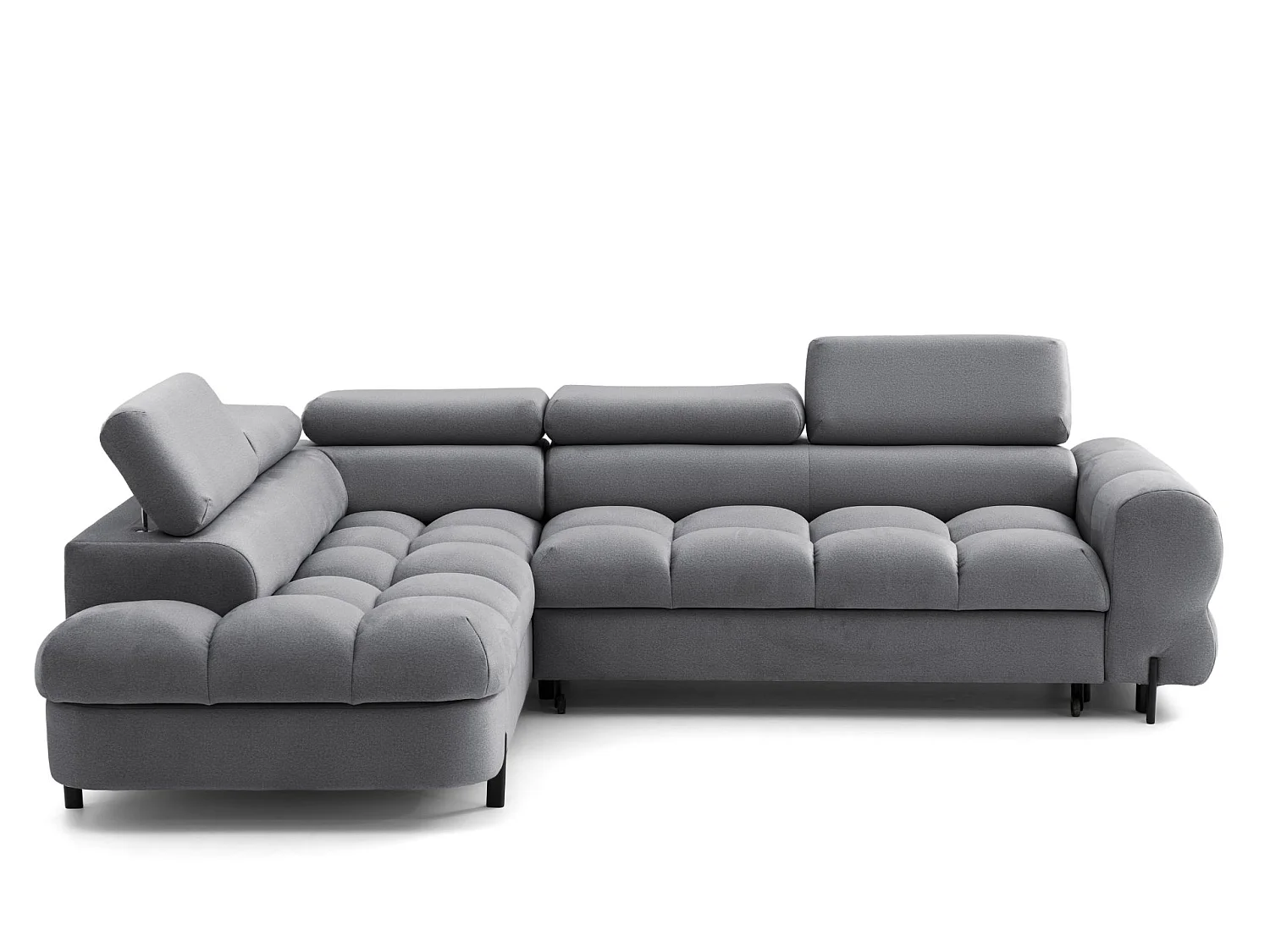 Canapé d'angle BOWL L Gauche avec fonction couchage 125x195 Velours Gris foncé