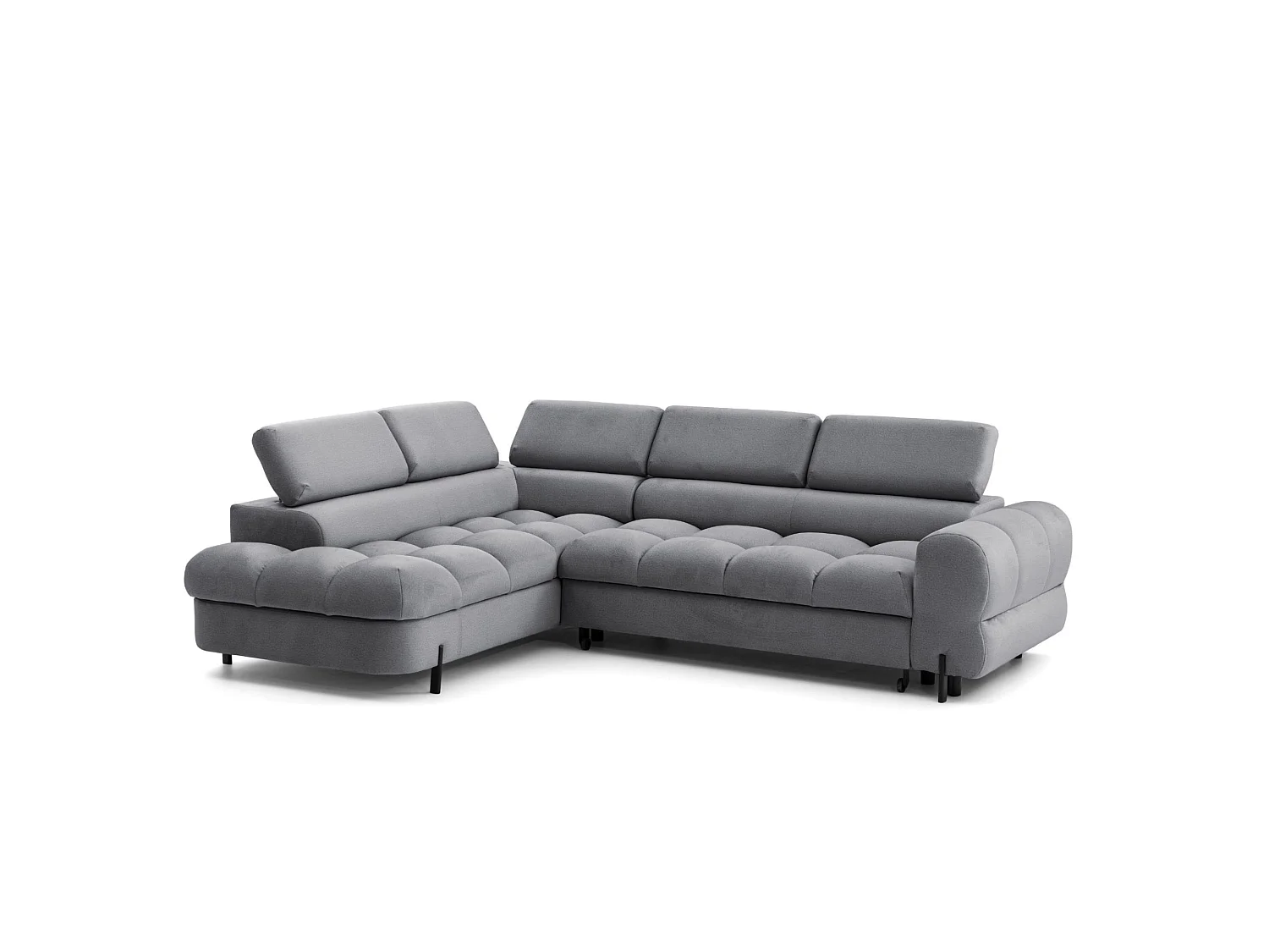 Canapé d'angle BOWL L Gauche avec fonction couchage 125x195 Velours Gris foncé