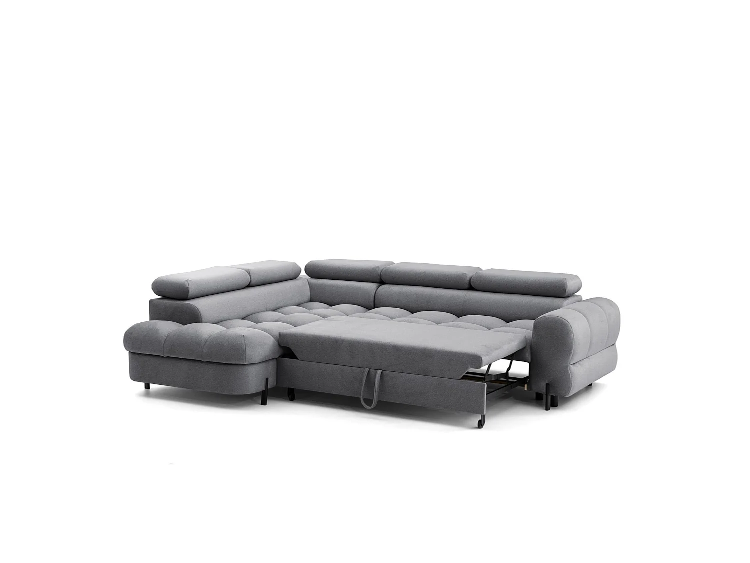 Canapé d'angle BOWL L Gauche avec fonction couchage 125x195 Velours Gris foncé