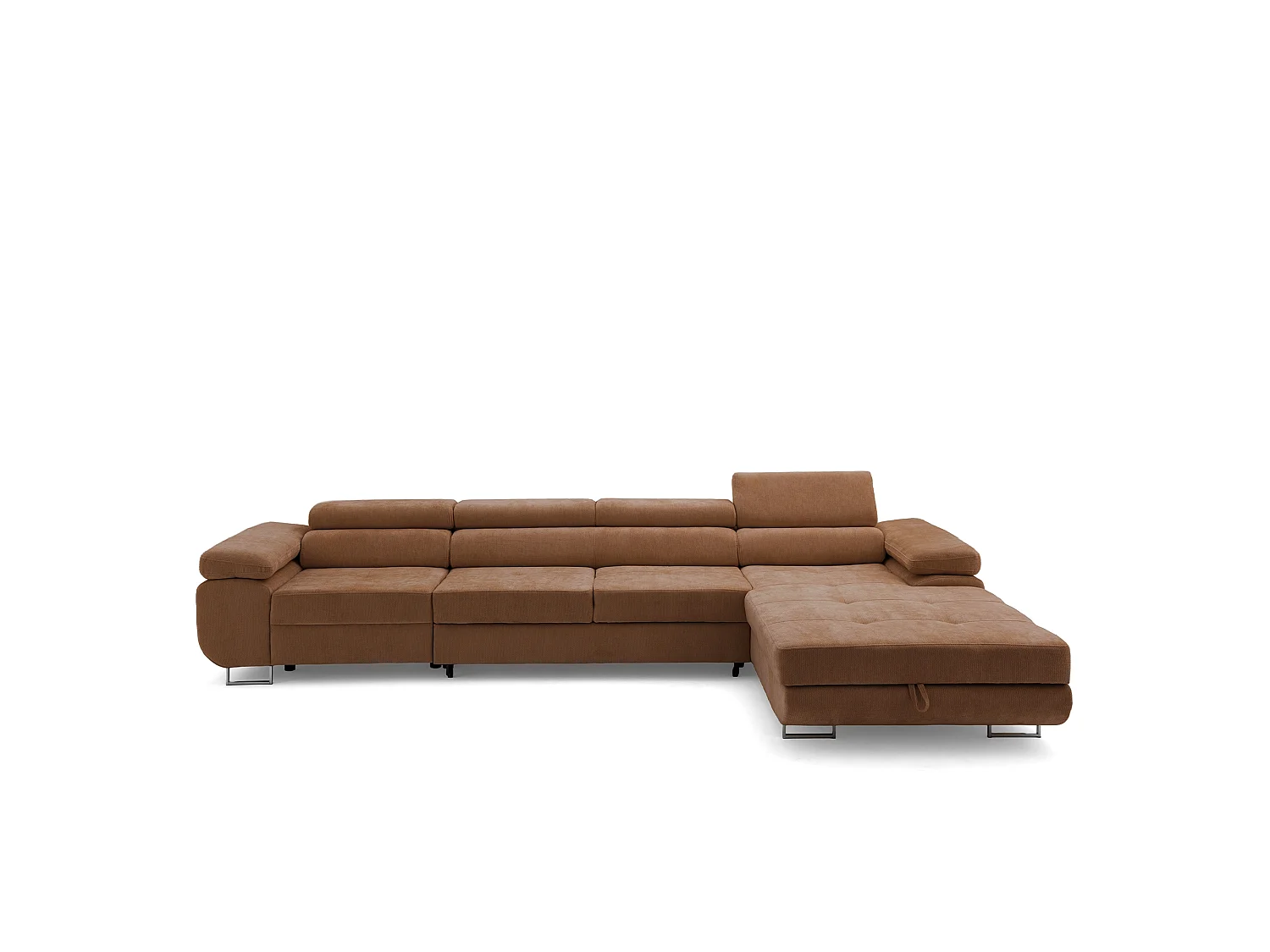 Canapé d'angle ALONZO MAXI Droite avec fonction couchage 125x195 Chenille Marron