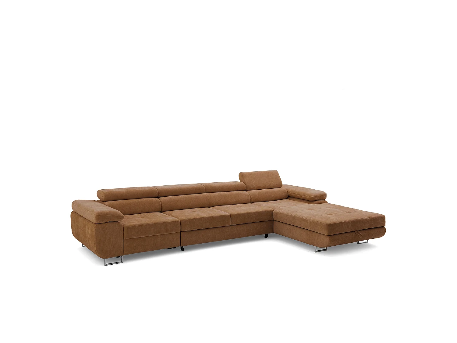 Canapé d'angle ALONZO MAXI Droite avec fonction couchage 125x195 Chenille Marron