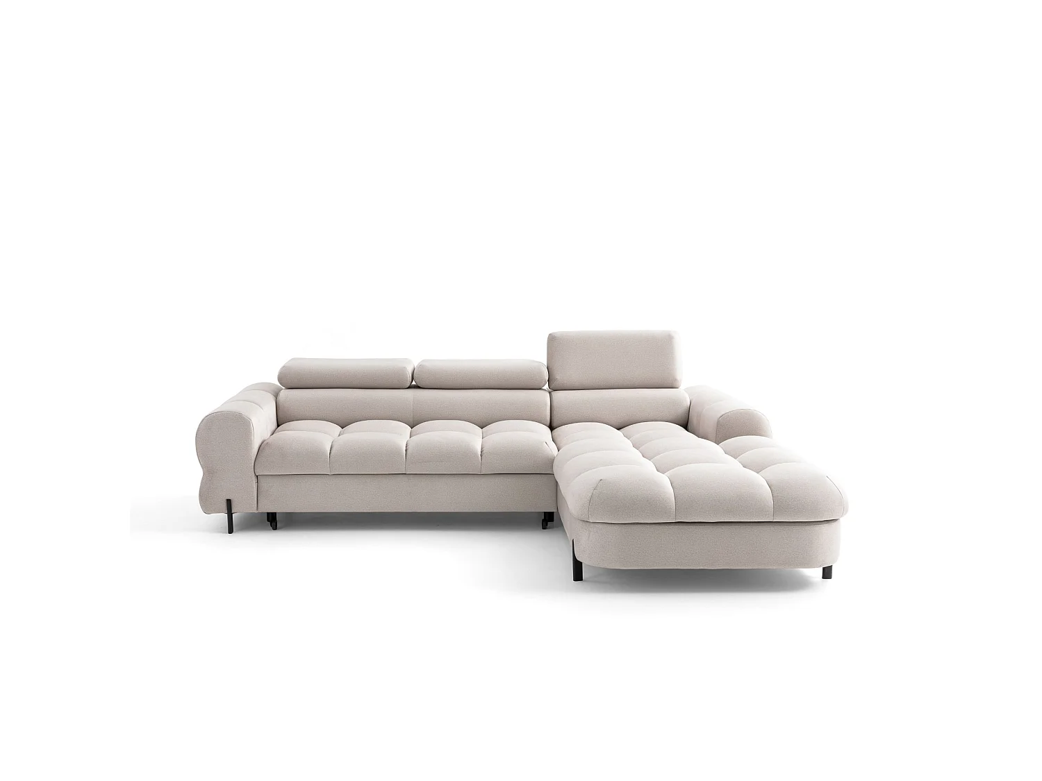 Canapé d’angle UFFO L droite convertible 260 × 195 cm en velours creme