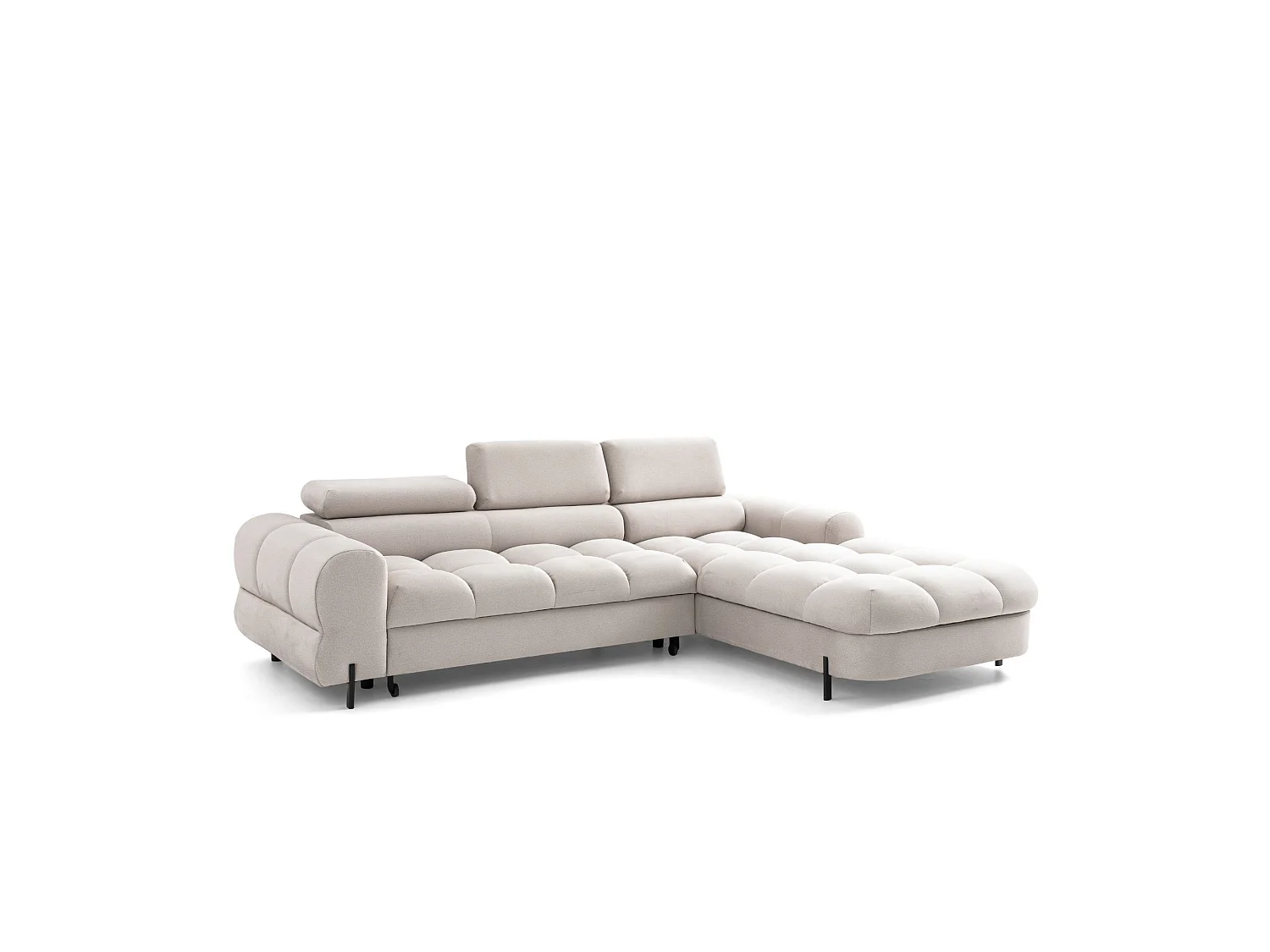 Canapé d’angle UFFO L droite convertible 260 × 195 cm en velours creme
