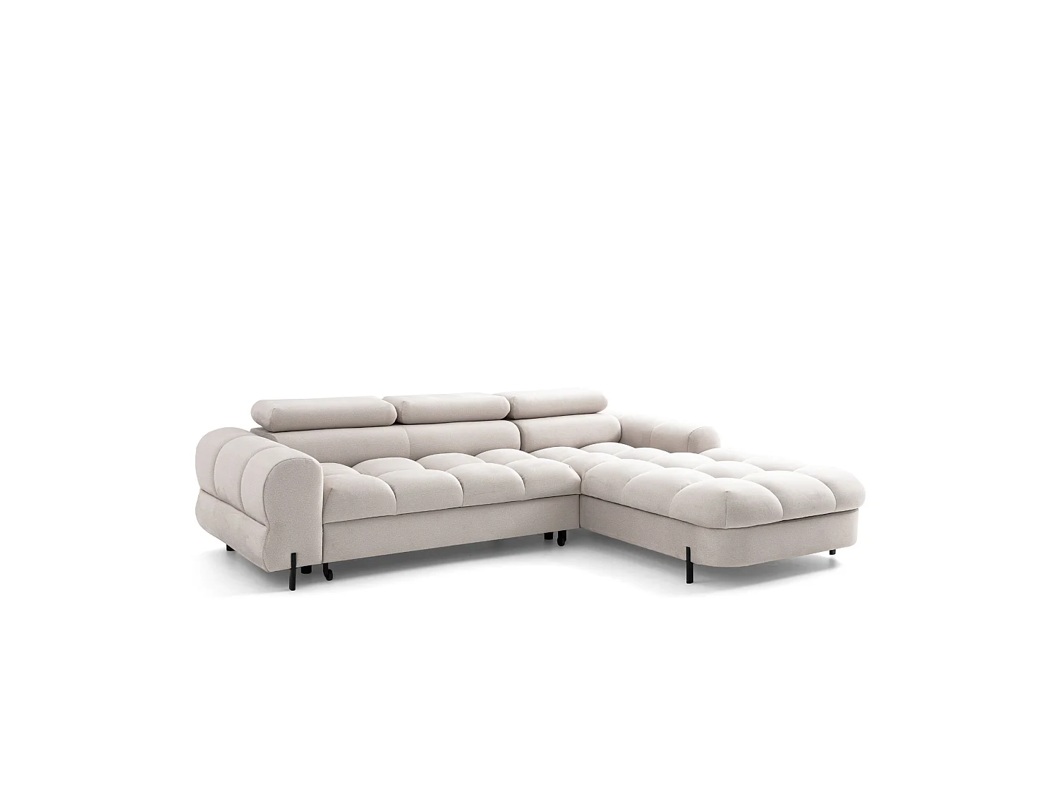 Canapé d’angle UFFO L droite convertible 260 × 195 cm en velours creme