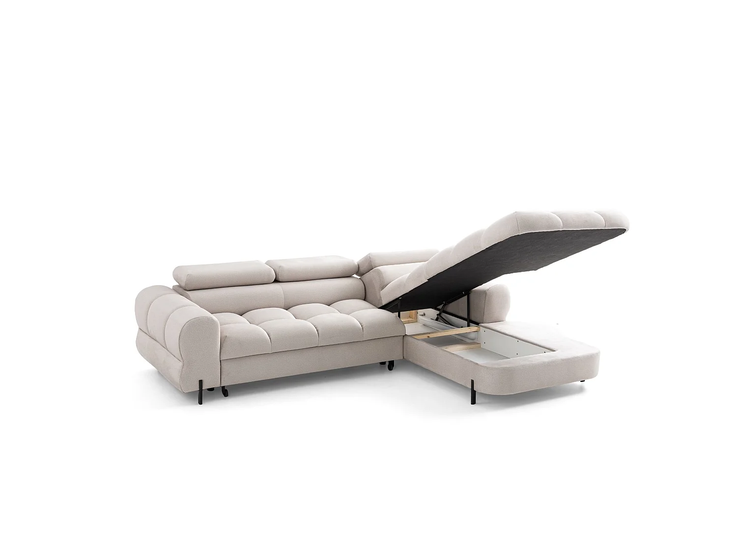 Canapé d’angle UFFO L droite convertible 260 × 195 cm en velours creme