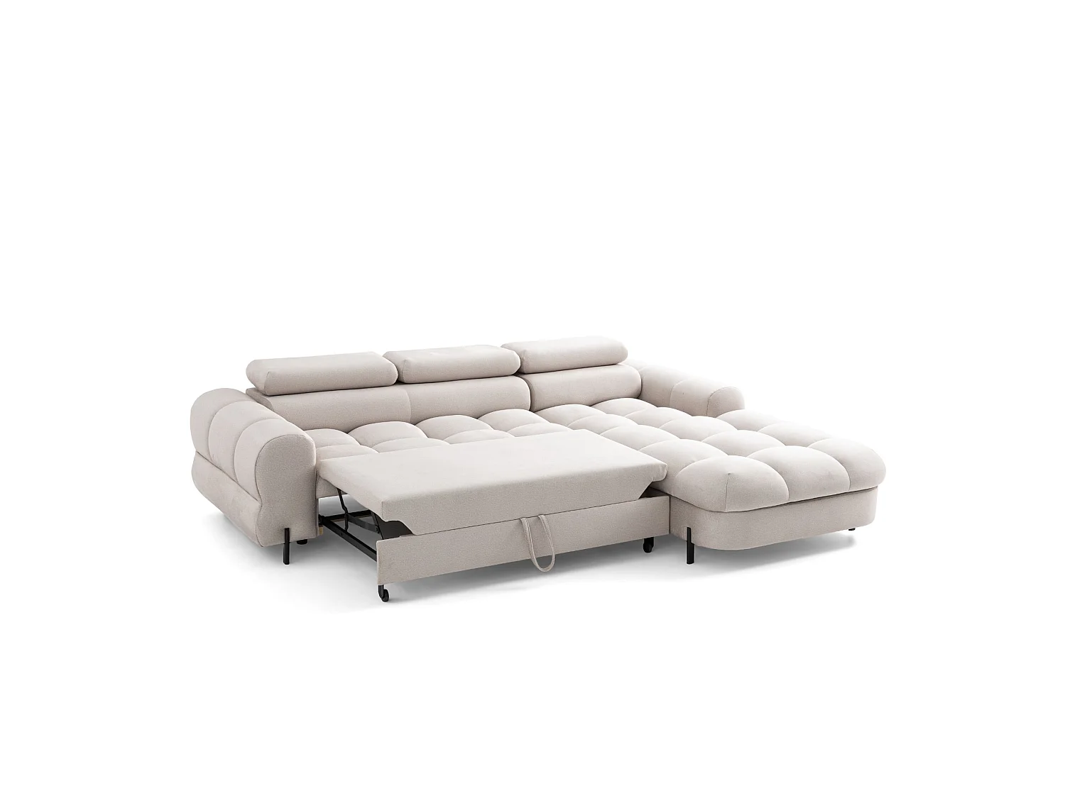 Canapé d’angle UFFO L droite convertible 260 × 195 cm en velours creme
