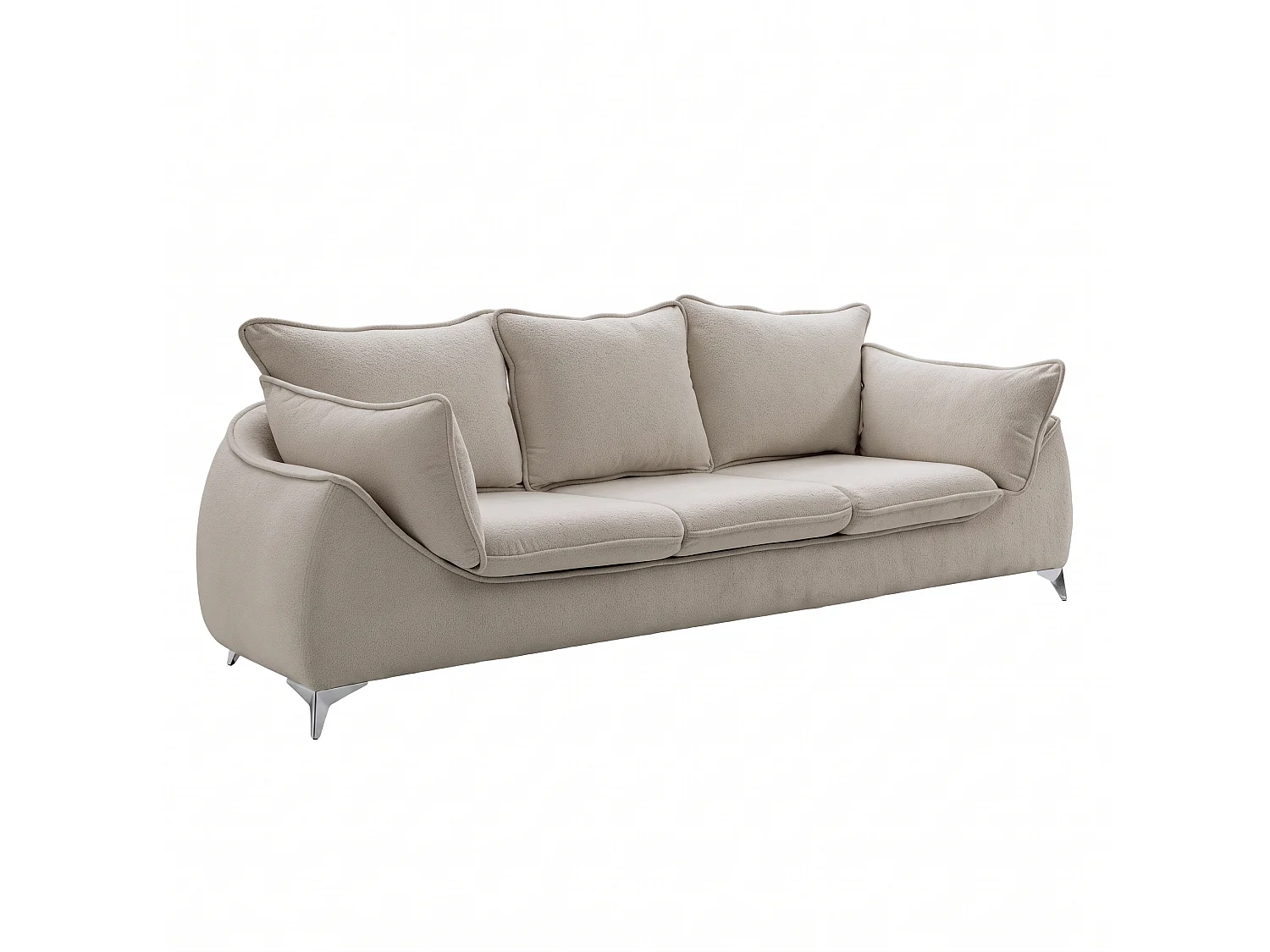 Canapé 3 places MELANI 252 cm en velours beige