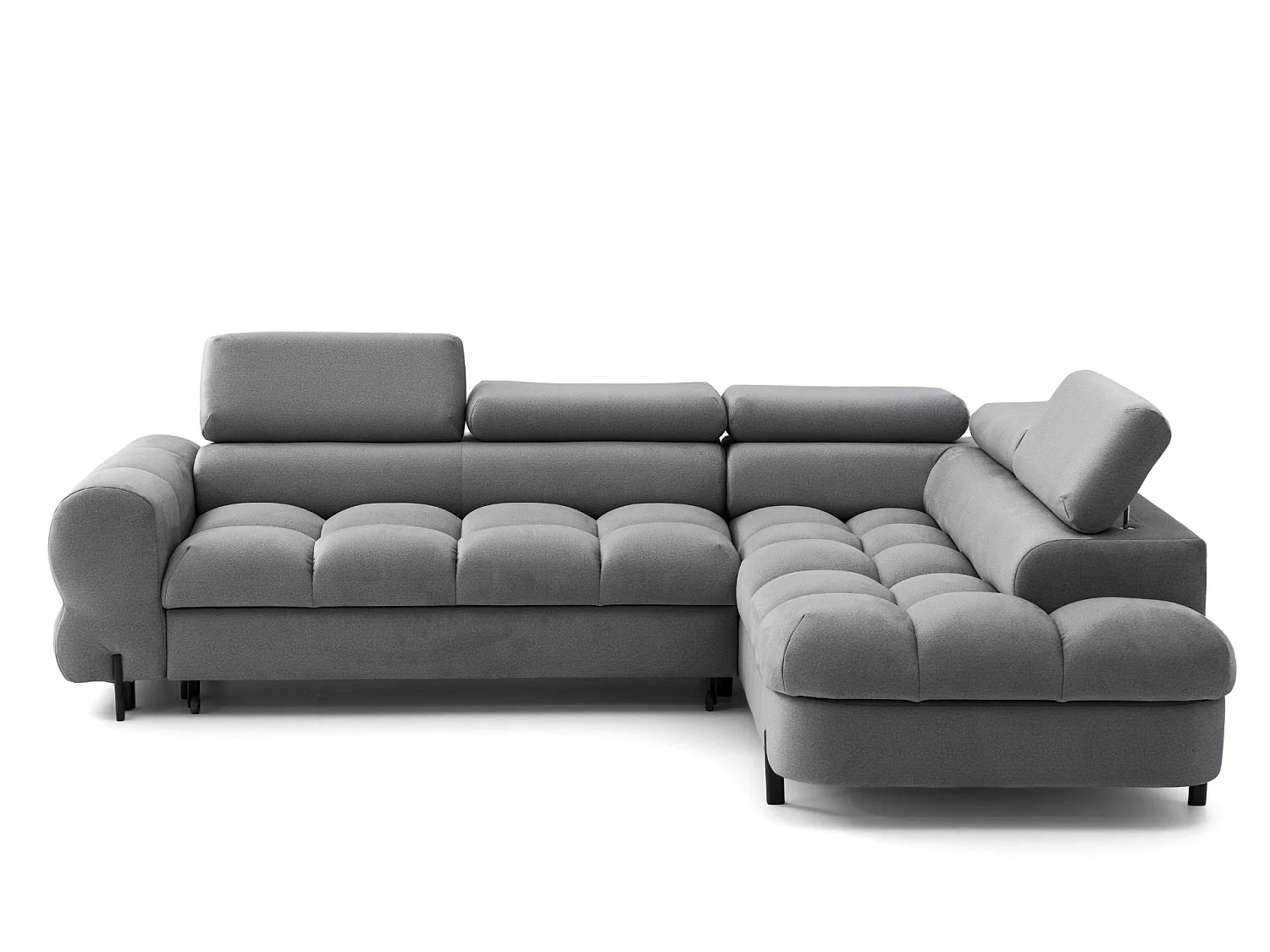 Canapé d'angle BOWL L Droite avec fonction couchage 125x195 Velours Gris foncé