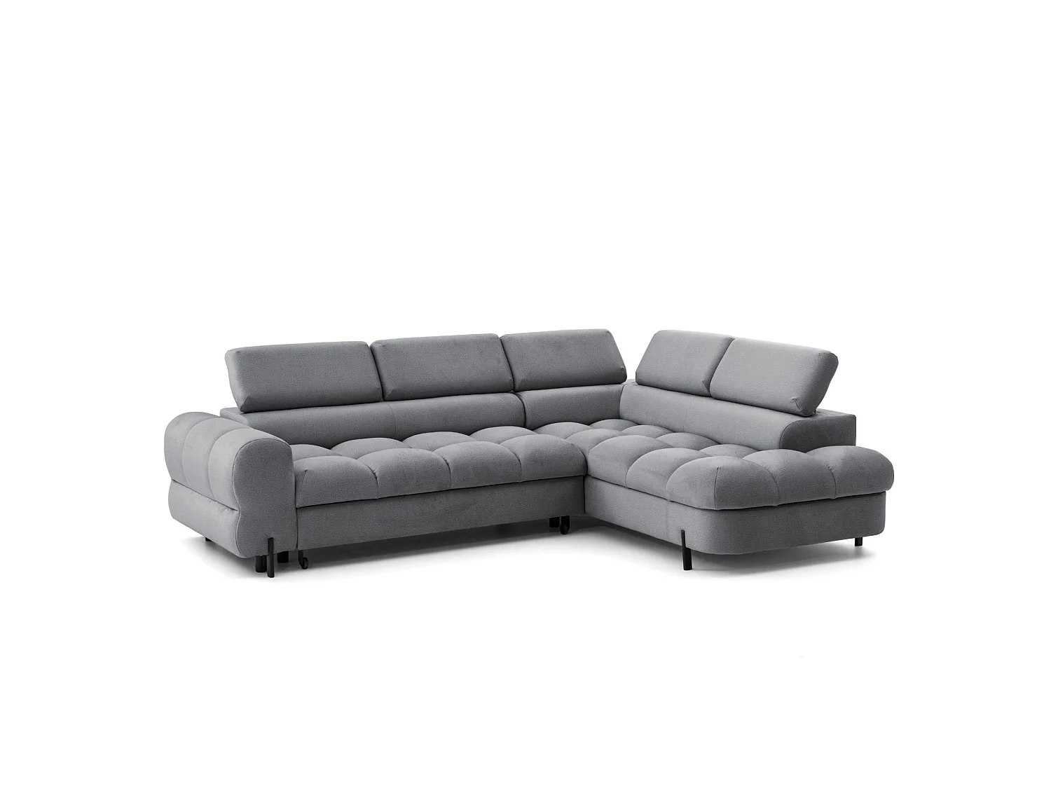 Canapé d'angle BOWL L Droite avec fonction couchage 125x195 Velours Gris foncé