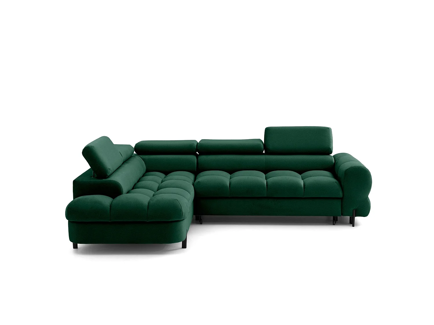 Canapé d'angle BOWL L Gauche avec fonction couchage 125x195 Velours Vert