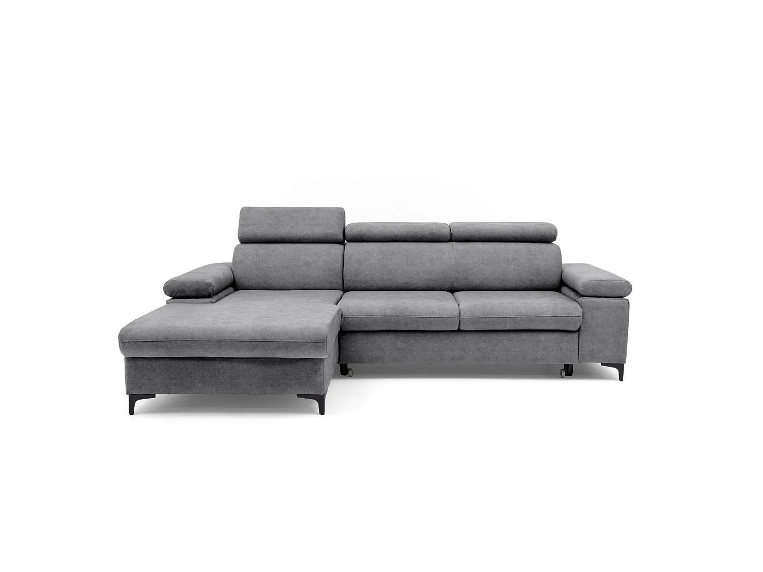 Canapé d’angle MAVIC L gauche avec fonction couchage en velours 126 x 200 cm gris