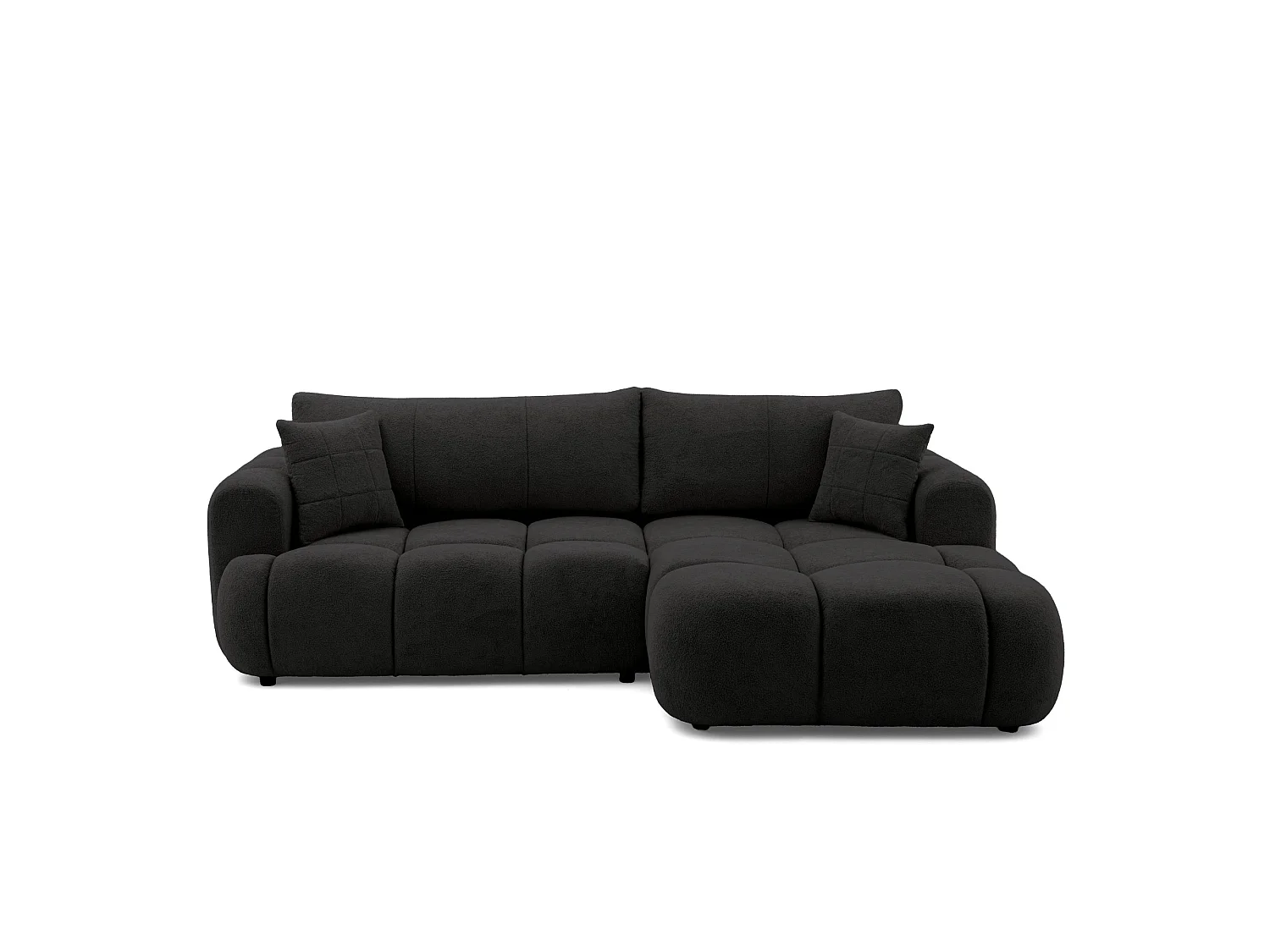 CALM L hoekbank rechts met slaapfunctie 140 × 215 cm in zwart stof