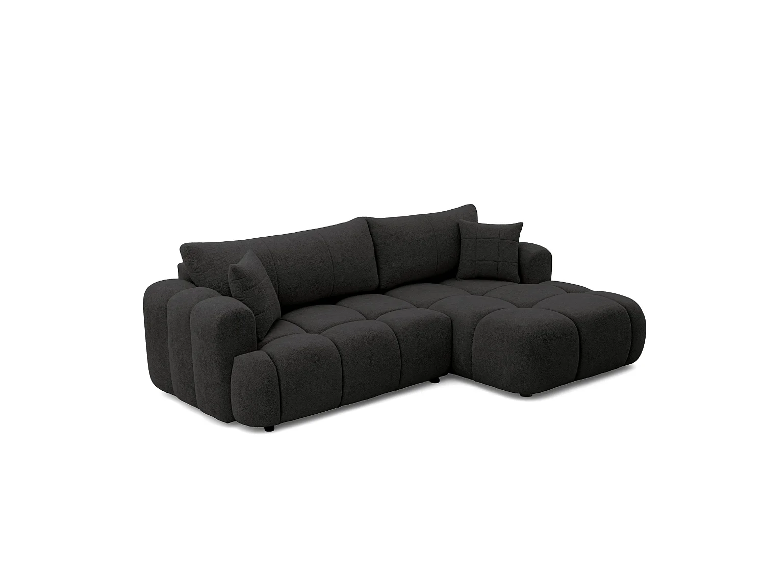 CALM L hoekbank rechts met slaapfunctie 140 × 215 cm in zwart stof