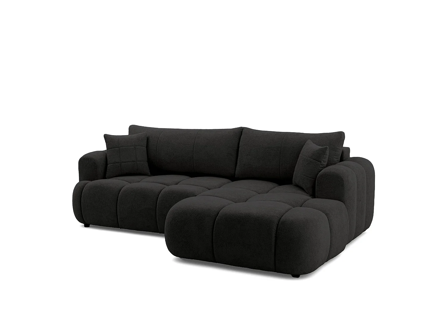 CALM L hoekbank rechts met slaapfunctie 140 × 215 cm in zwart stof