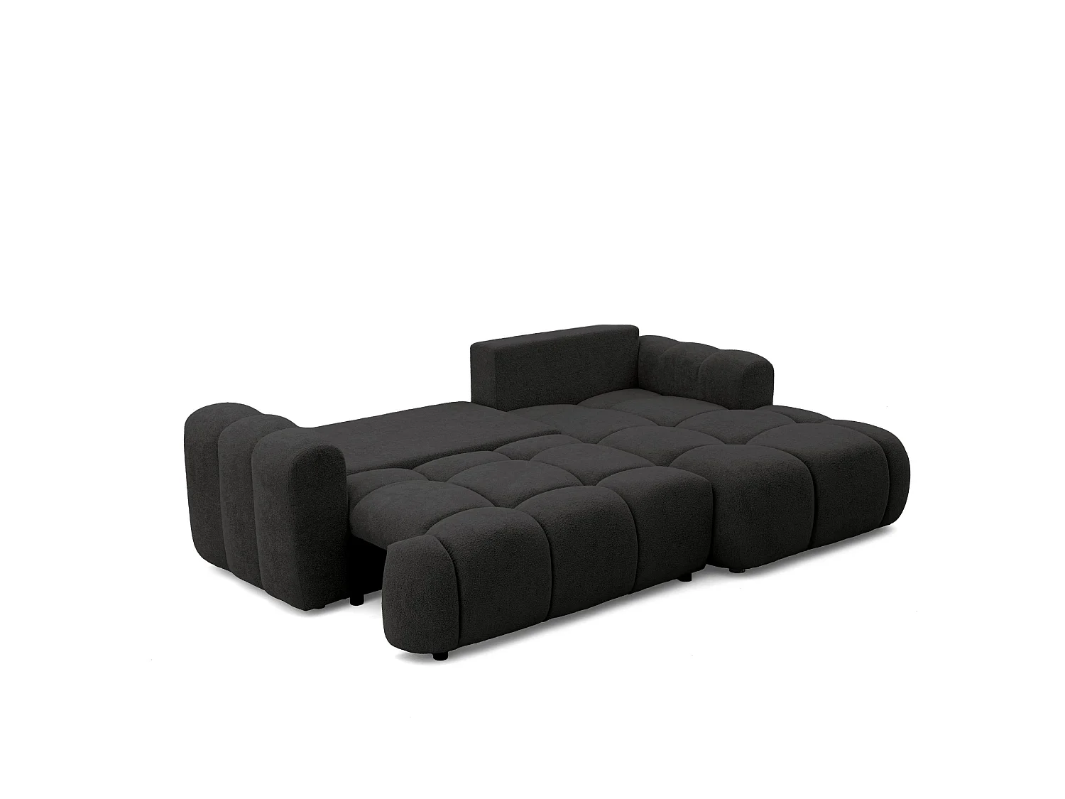 CALM L hoekbank rechts met slaapfunctie 140 × 215 cm in zwart stof