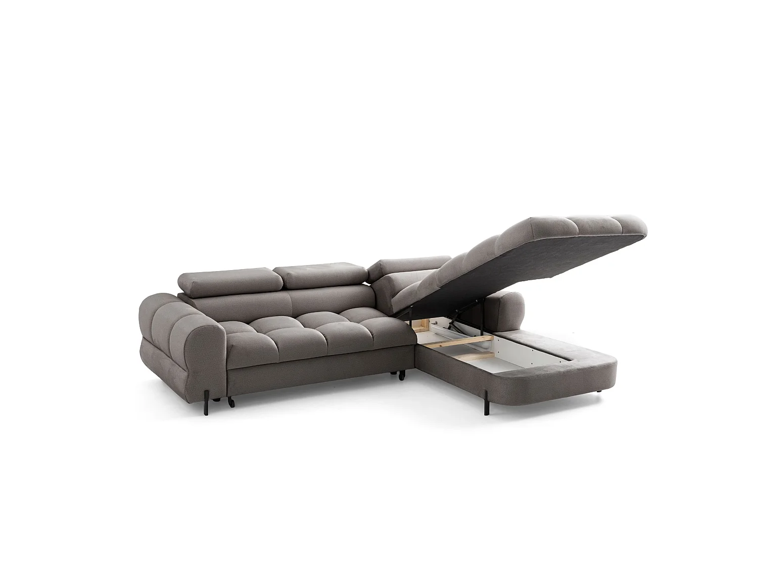 Canapé d’angle UFFO L droite convertible 260 × 195 cm en velours beige