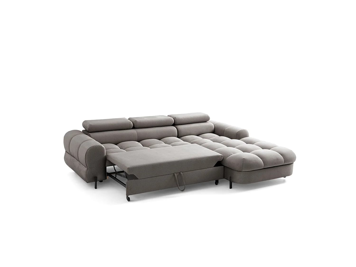 Canapé d’angle UFFO L droite convertible 260 × 195 cm en velours beige
