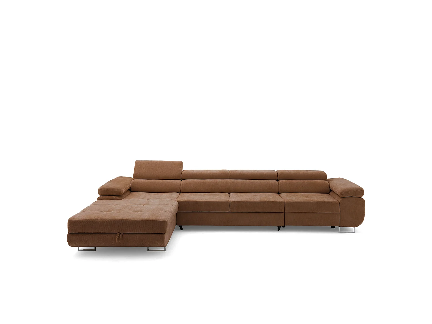 Canapé d'angle ALONZO MAXI Gauche avec fonction couchage 125x195 Chenille Marron