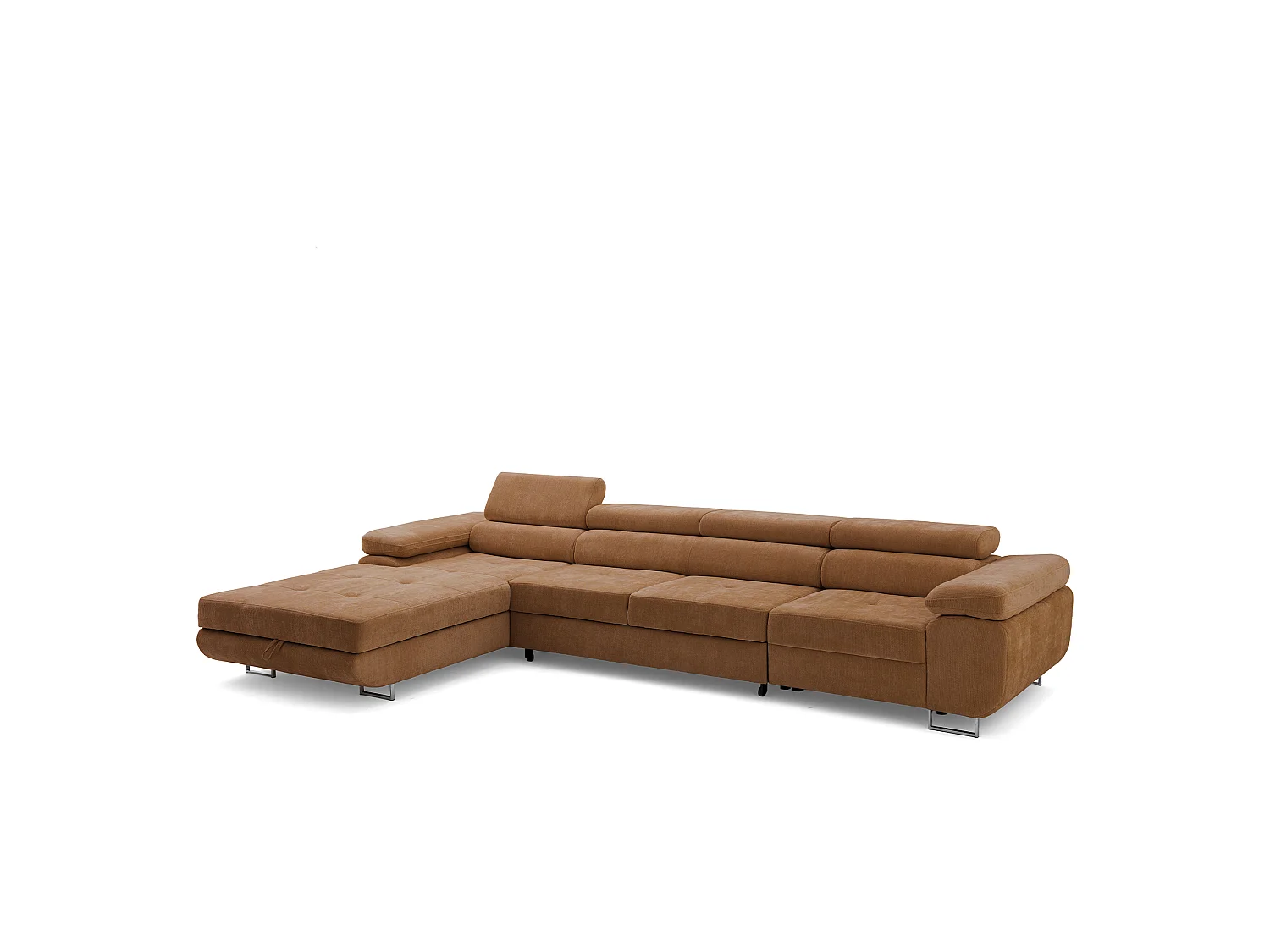 Canapé d'angle ALONZO MAXI Gauche avec fonction couchage 125x195 Chenille Marron