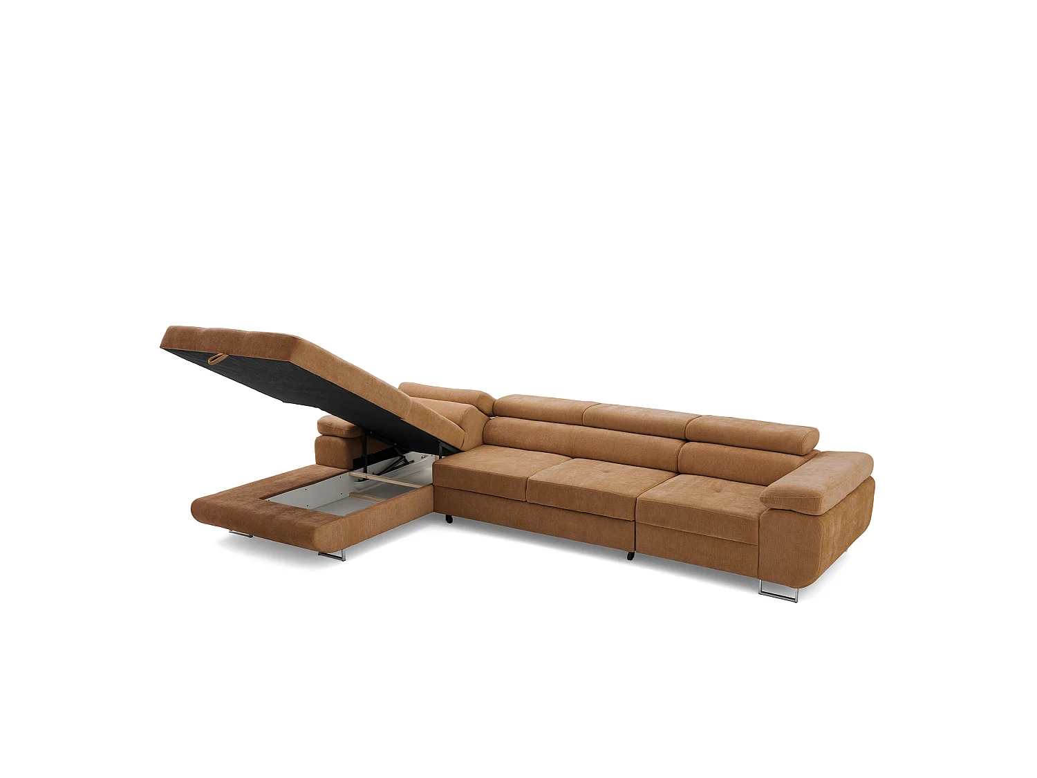Canapé d'angle ALONZO MAXI Gauche avec fonction couchage 125x195 Chenille Marron