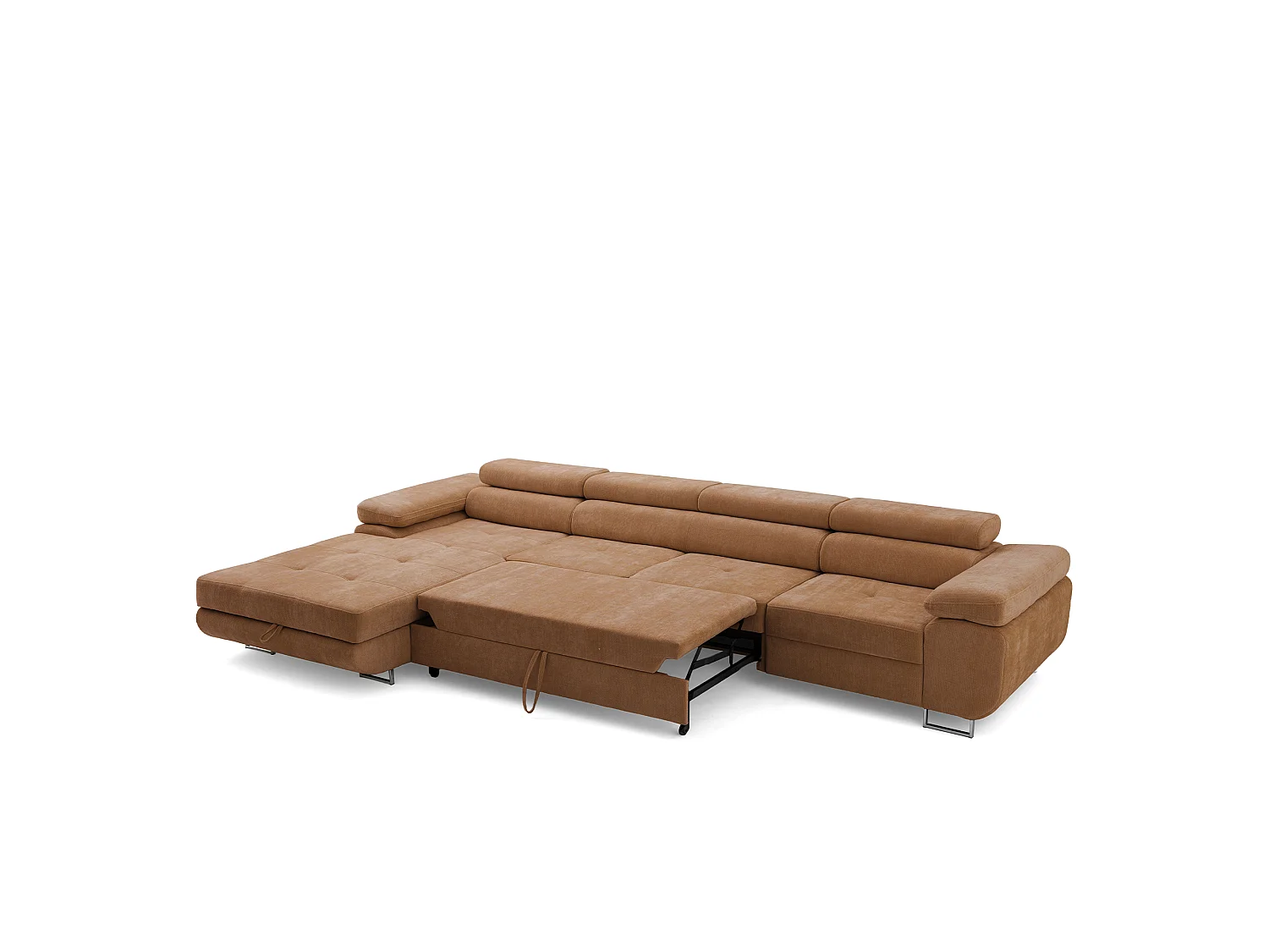 Canapé d'angle ALONZO MAXI Gauche avec fonction couchage 125x195 Chenille Marron