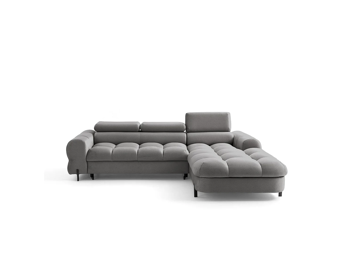 Canapé d’angle UFFO L droite convertible 260 × 195 cm en velours gris clair