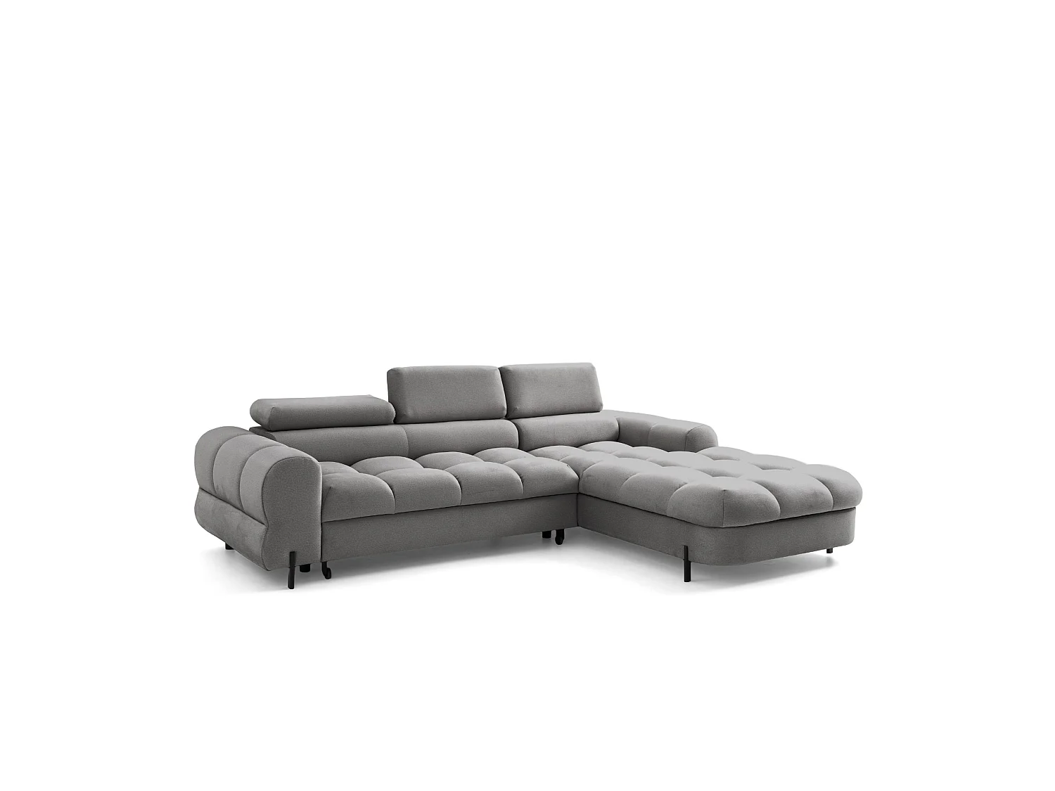 Canapé d’angle UFFO L droite convertible 260 × 195 cm en velours gris clair