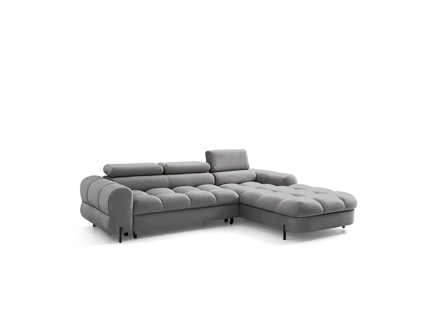 Canapé d’angle UFFO L droite convertible 260 × 195 cm en velours gris clair