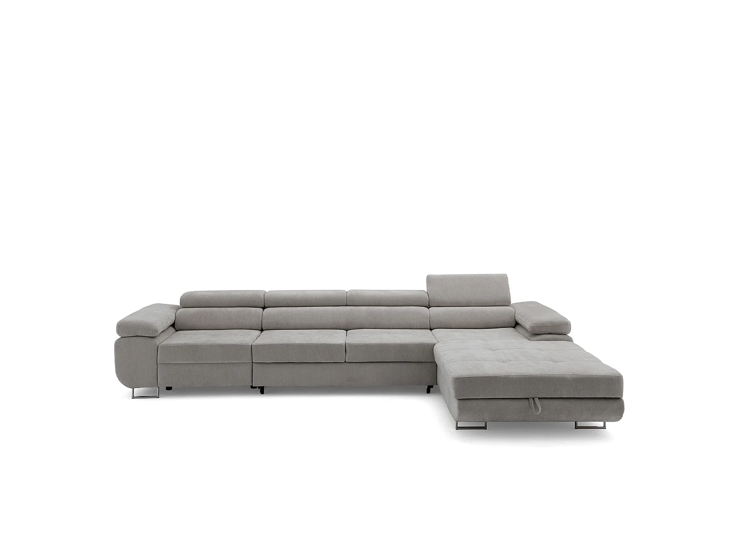 Canapé d'angle ALONZO MAXI Droite avec fonction couchage 128x210 Chenille Gris