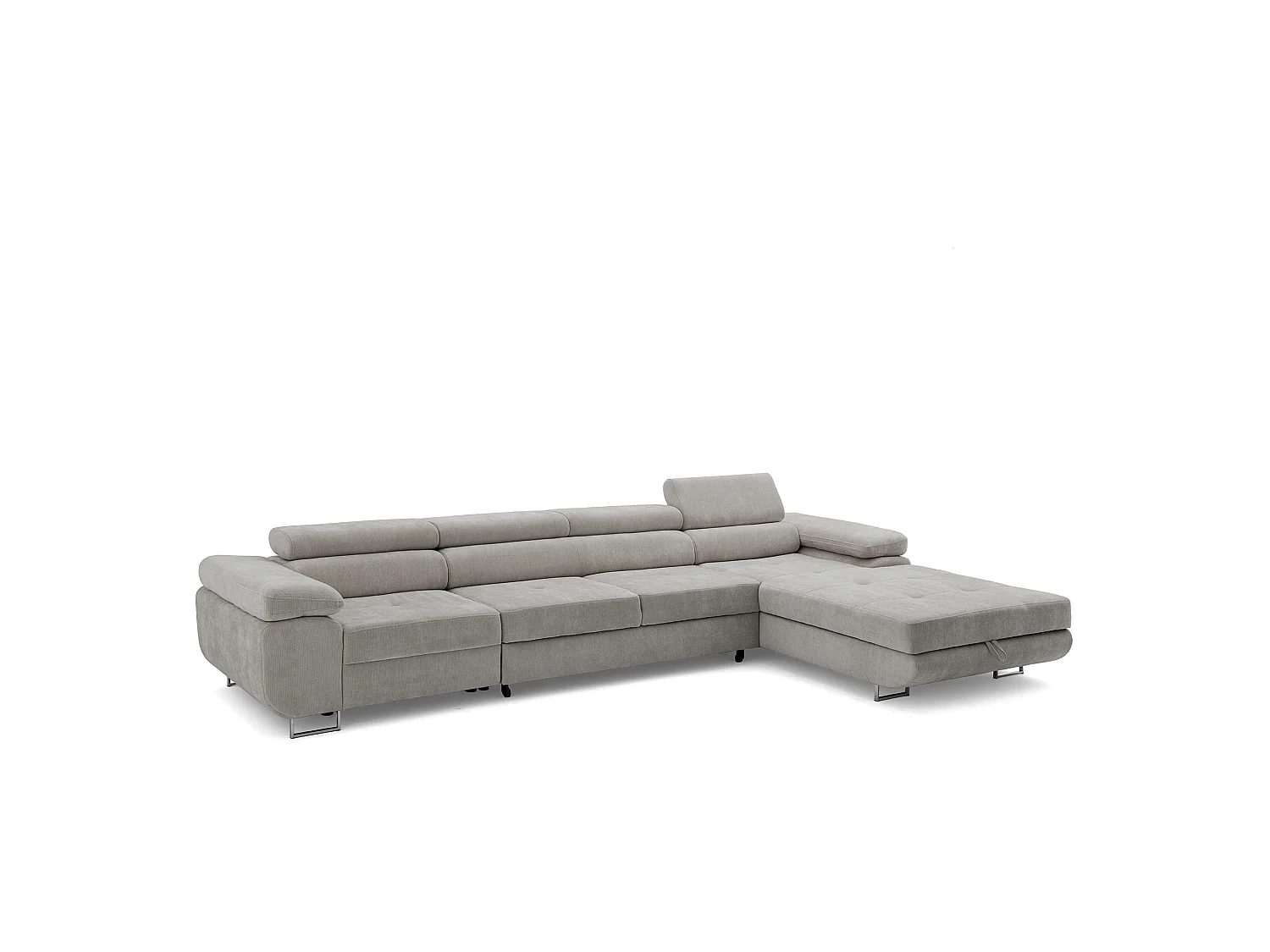 Canapé d'angle ALONZO MAXI Droite avec fonction couchage 128x210 Chenille Gris