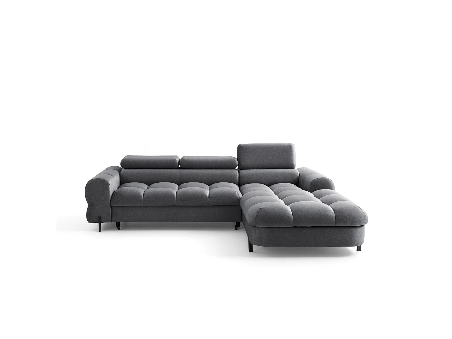 Canapé d’angle UFFO L droite convertible 260 × 195 cm en velours gris