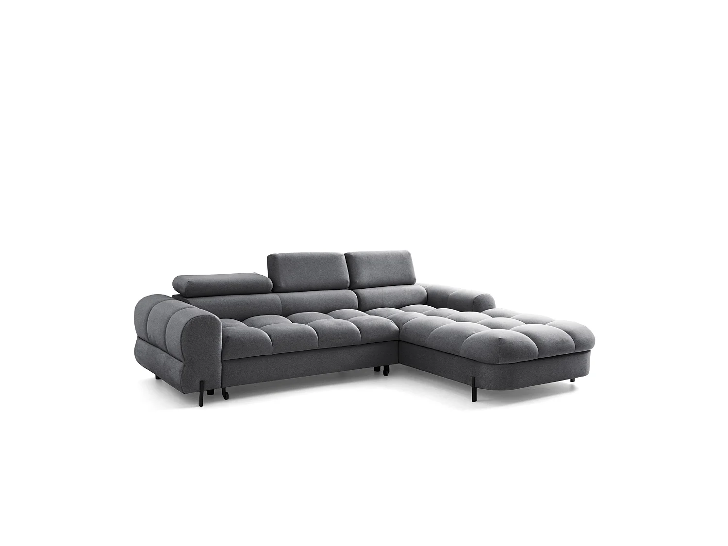 Canapé d’angle UFFO L droite convertible 260 × 195 cm en velours gris