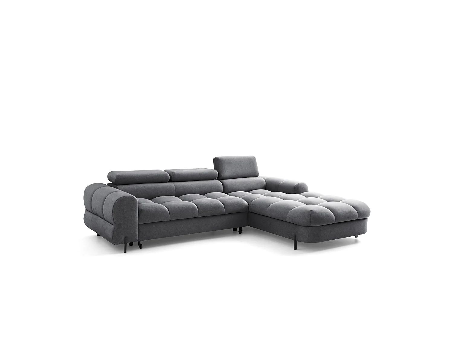Canapé d’angle UFFO L droite convertible 260 × 195 cm en velours gris