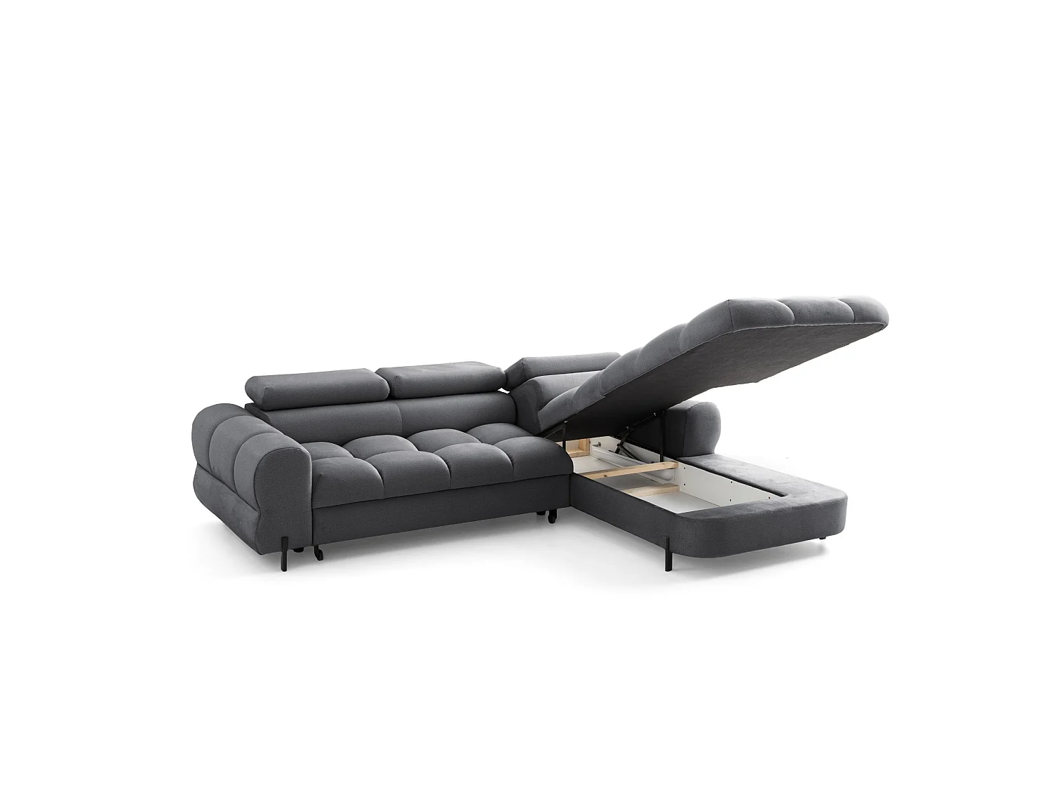 Canapé d’angle UFFO L droite convertible 260 × 195 cm en velours gris