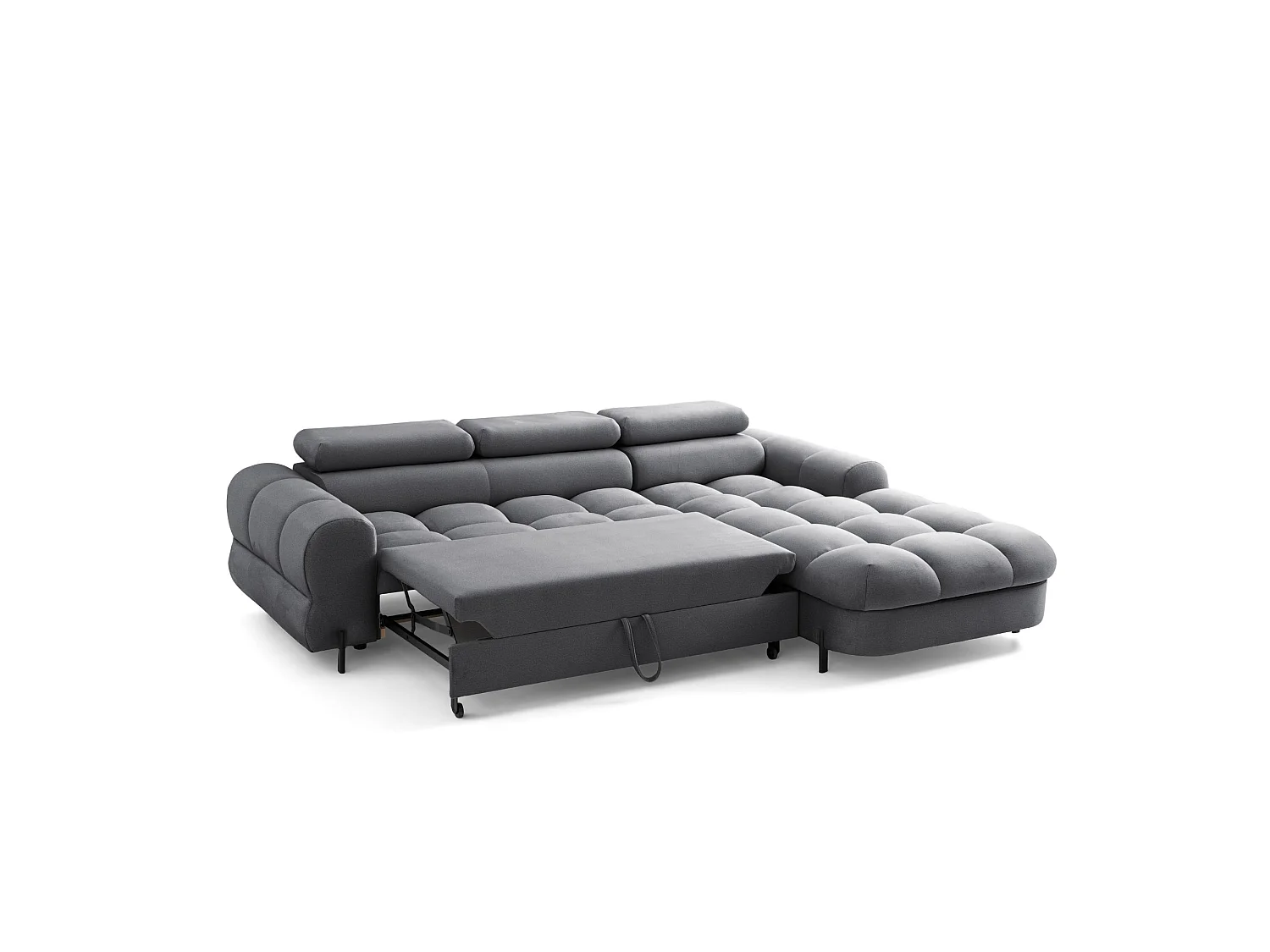 Canapé d’angle UFFO L droite convertible 260 × 195 cm en velours gris