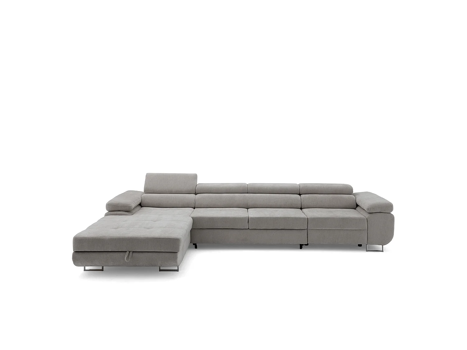 Canapé d'angle ALONZO MAXI Gauche avec fonction couchage 128x210 Chenille Gris