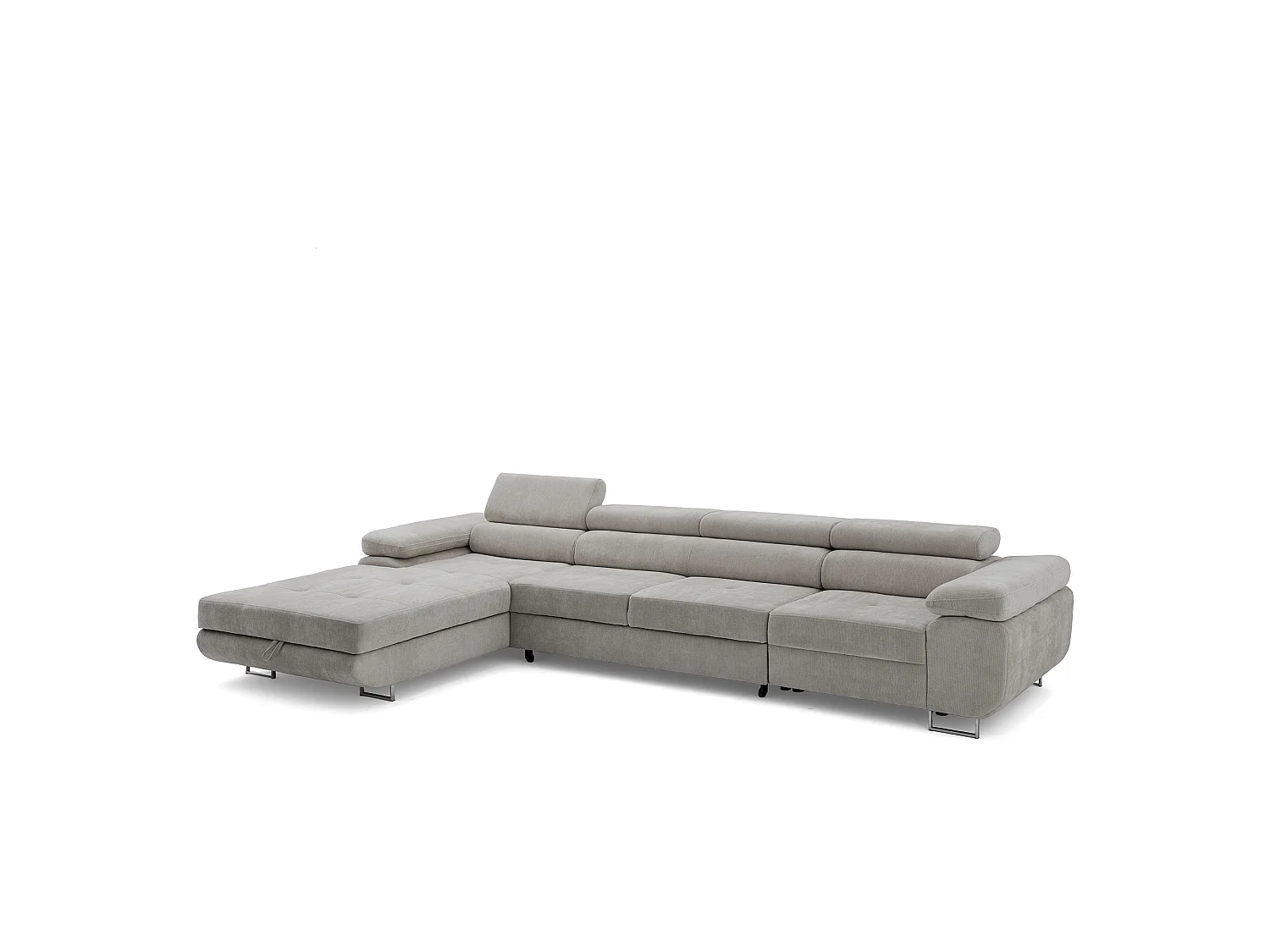 Canapé d'angle ALONZO MAXI Gauche avec fonction couchage 128x210 Chenille Gris