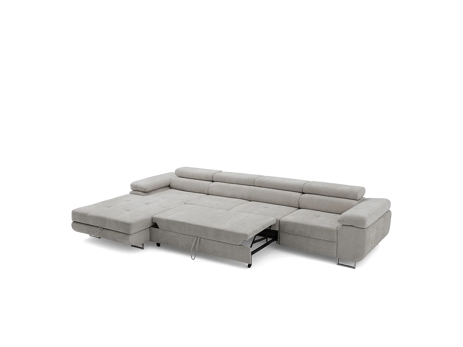 Canapé d'angle ALONZO MAXI Gauche avec fonction couchage 128x210 Chenille Gris